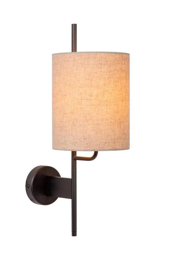 Lucide MAGIC - Wandlamp - 1xE27 - Met USB oplaadpunt - Zwart - aangezet