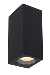 Lucide ZARO - Wandstrahler / Wandleuchte Innen/Außen - 2xGU10 - IP44 - Schwarz eingeschaltet