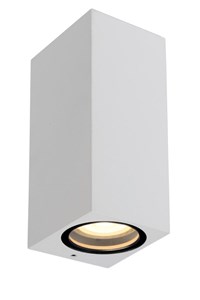 Lucide ZARO - Wandstrahler / Wandleuchte Innen/Außen - 2xGU10 - IP44 - Weiß eingeschaltet 1