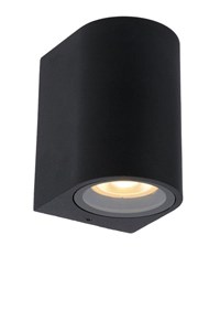 Lucide ZARO - Wandstrahler / Wandleuchte Innen/Außen - 1xGU10 - IP44 - Schwarz eingeschaltet