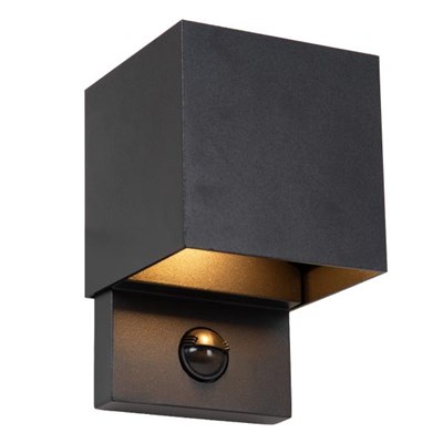 Lucide TADZIO - Wall light Indoor/Outdoor - LED - CCT - 1x7W 2700K/4000K - IP65 - Motion Sensor - Black - Essential