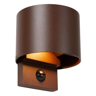 Lucide TADZIO - Wandleuchte Innen/Außen - LED - CCT - 1x7W 2700K/4000K - IP65 - Bewegungssensor - Rostfarbe - Essential