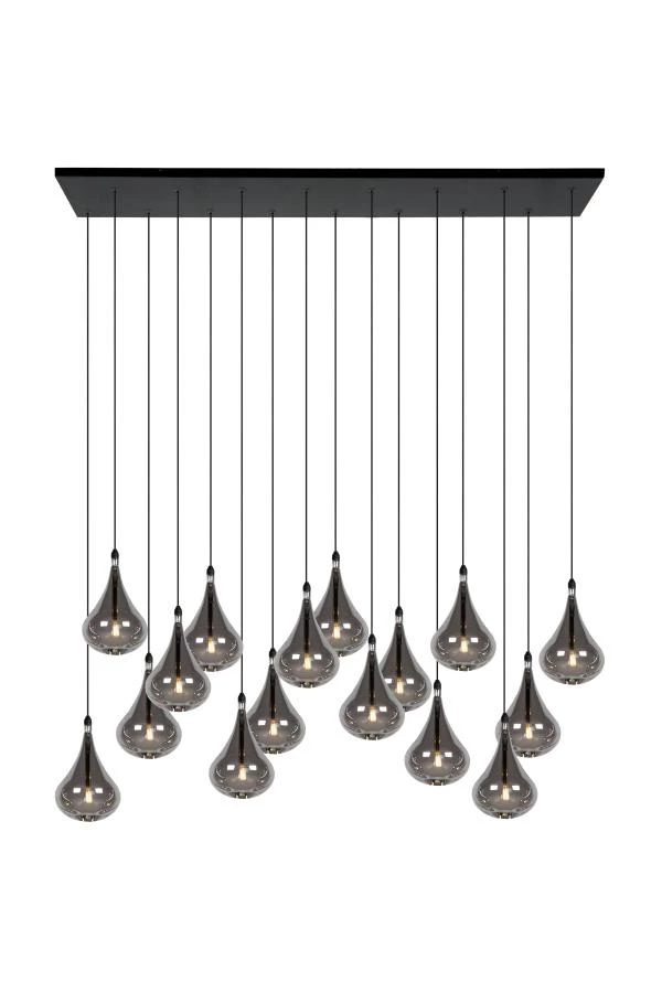 Lucide TEARS - Lámpara colgante - LED Regul. - G4 - 16x1,5W 3000K - Negro - encendido