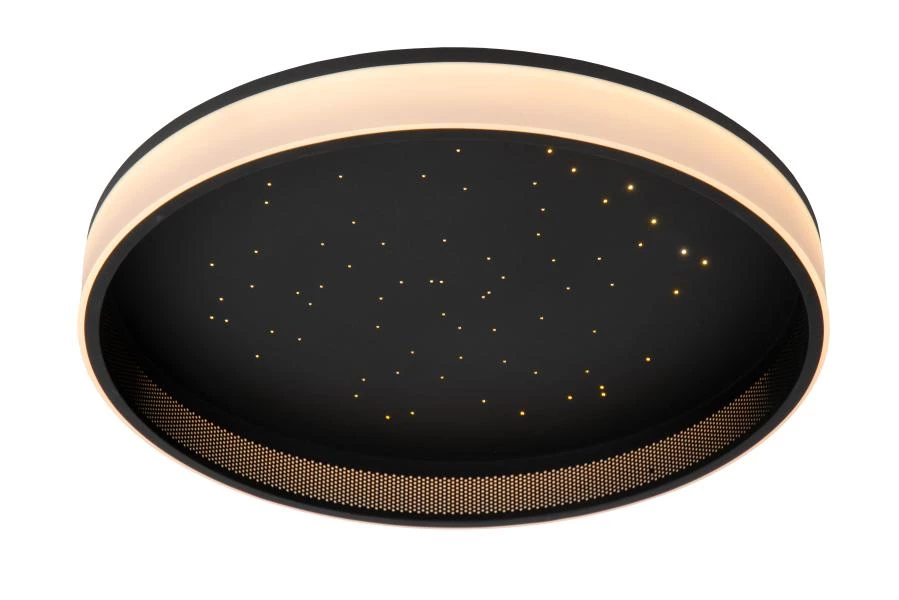 Lucide ESTREJA - Plafonnier - Ø 40 cm - LED 3 StepDim - CCT - 2500K/3000K - Noir - allumé