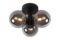Lucide TRUDY - Flush ceiling light Bathroom - Ø 28 cm - 3xG9 - IP44 - Black turned on