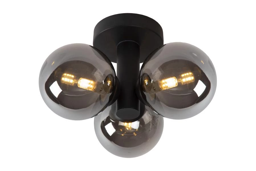 Lucide TRUDY - Lámpara de techo Baño - Ø 28 cm - 3xG9 - IP44 - Negro - encendido