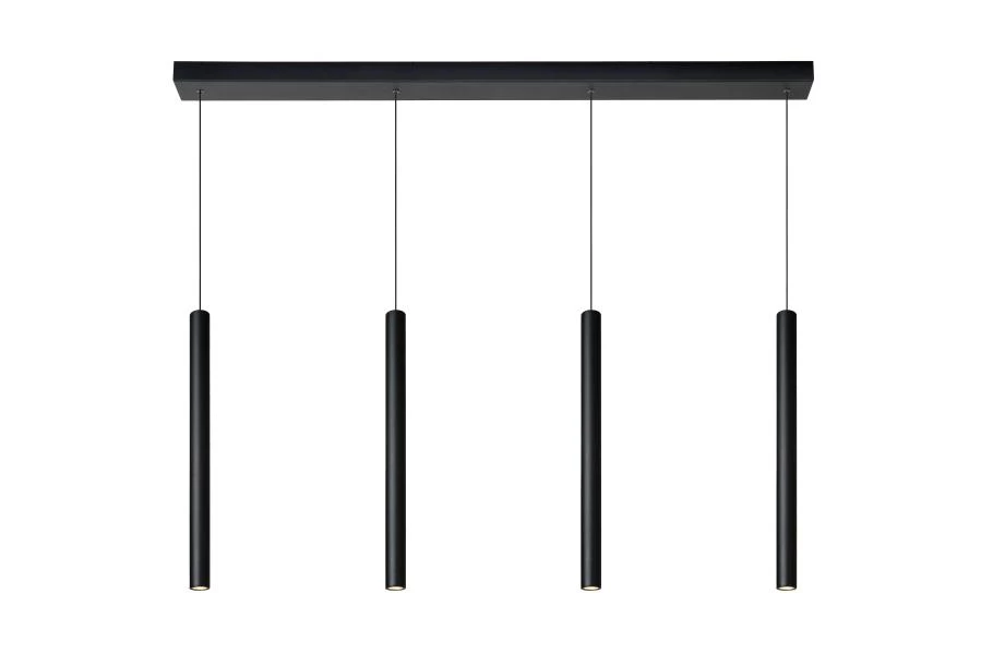 Lucide LORENZ - Pendant light - LED Dim. - 4x4W 3000K - Black - turned on