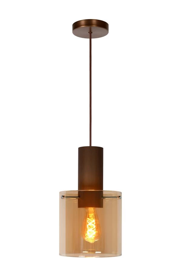 Lucide TOLEDO - Suspension - Ø 20 cm - 1xE27 - Ambre - allumé 2