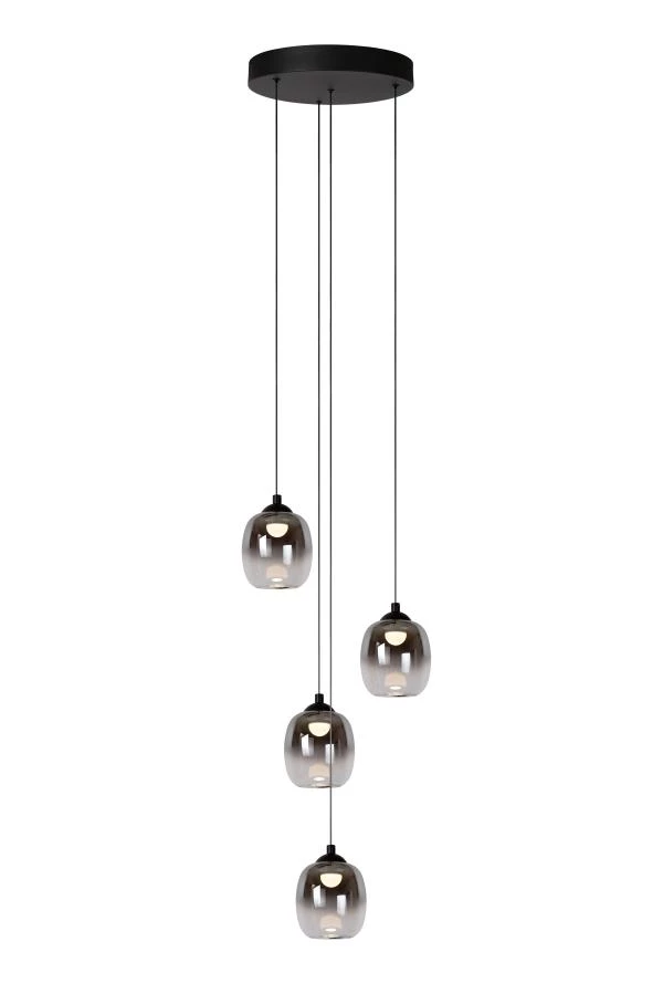 Lucide TAMINO - Pendelleuchten - Ø 36 cm - LED Dim. - 4x5,2W 3000K - Schwarz - eingeschaltet