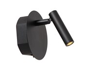 Lucide JOLIJN - wiederaufladbare Bettlampe / Wandleuchte - Akku/Batterie - Ø 10,2 cm - LED - 1x2W 3000K - Magnetisch - Schwarz eingeschaltet