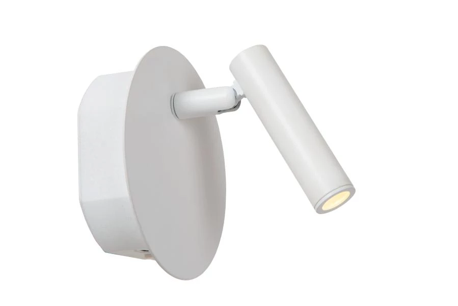 Lucide JOLIJN - Lámpara de cabecera / Lámpara de pared Recargable - Batería/acumulador - Ø 10,2 cm - LED - 1x2W 3000K - Magnético - Blanco - encendido 1