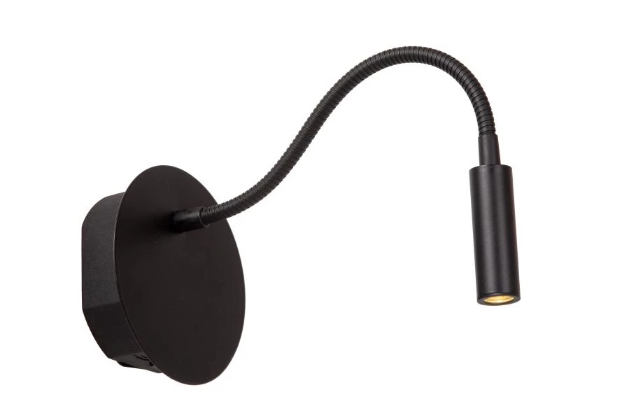 Lucide JOLIJN - Lámpara de cabecera / Lámpara de pared Recargable - Batería/acumulador - Ø 11 cm - LED - 1x2W 3000K - Magnético - Negro - encendido
