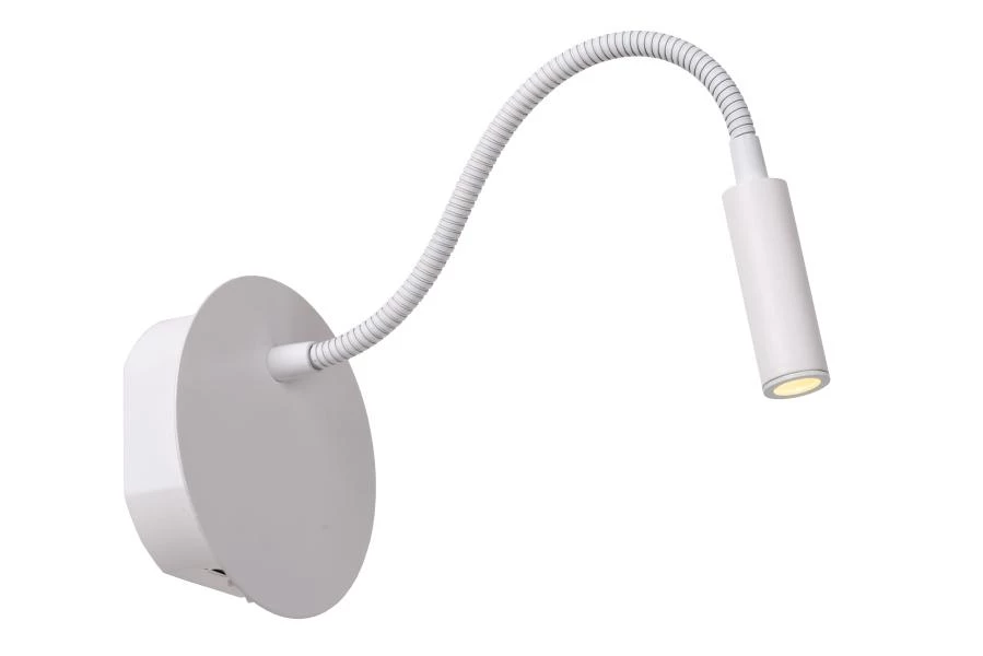 Lucide JOLIJN - Lámpara de cabecera / Lámpara de pared Recargable - Batería/acumulador - Ø 11 cm - LED - 1x2W 3000K - Magnético - Blanco - encendido 1