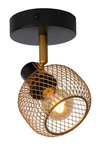 Lucide MAREN - Ceiling spotlight - 1xE14 - Matt Gold / Brass turned on 2