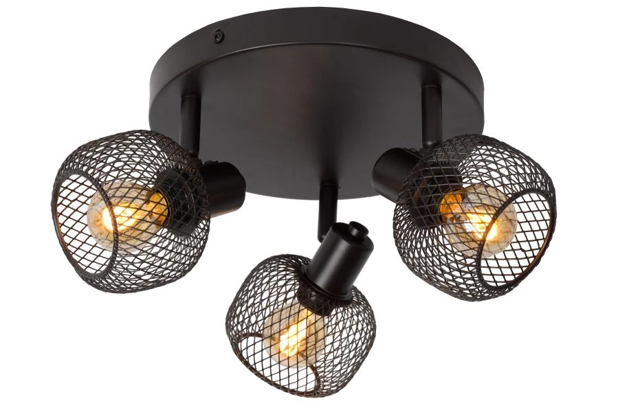 Lucide MAREN - Ceiling spotlight - Ø 37 cm - 3xE14 - Black - turned on