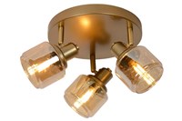Lucide BJORN - Ceiling spotlight - Ø 38 cm - 3xE14 - Matt Gold / Brass turned on 2