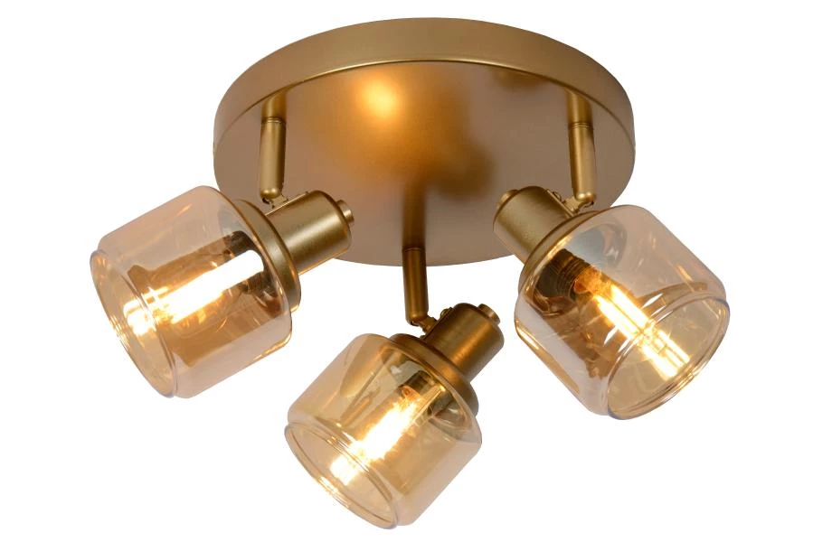Lucide BJORN - Ceiling spotlight - Ø 38 cm - 3xE14 - Matt Gold / Brass - turned on 2