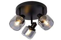 Lucide BJORN - Ceiling spotlight - Ø 38 cm - 3xE14 - Black turned on