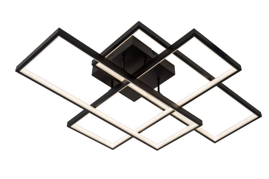 Lucide LOKERO - Plafonnière - LED Dimb. - CCT - 1x60W 2700K/4000K - Zwart - aangezet