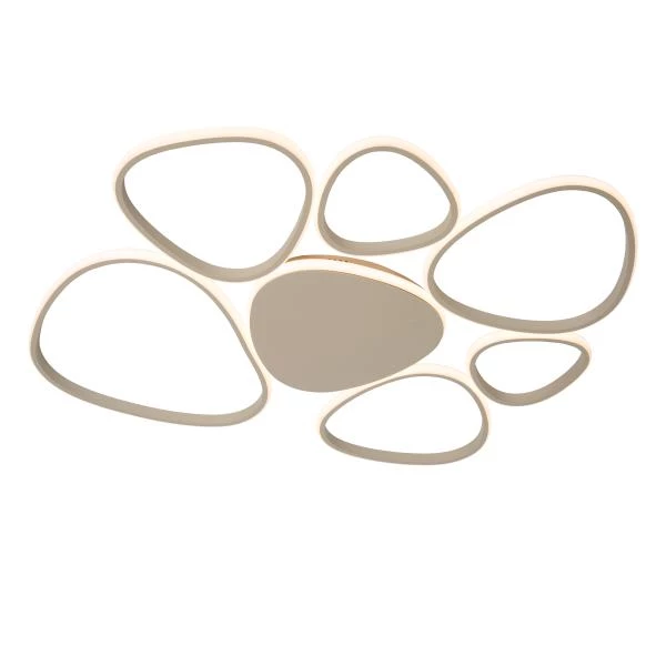 Lucide SAMLING - Flush ceiling light - LED Dim. - CCT - 1x72W 2700K/4000K - Taupe - turned on 1
