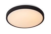 Lucide DASHER - Flush ceiling light Bathroom - Ø 34,8 cm - LED - 1x18W 2700K - IP44 - Motion & Day/Night Sensor - Black turned on