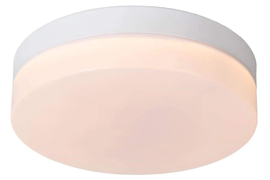 Lucide BISKIT - Flush ceiling light Bathroom - Ø 23 cm - LED - 1x12W 2700K - IP44 - Motion Sensor - White - turned on 1