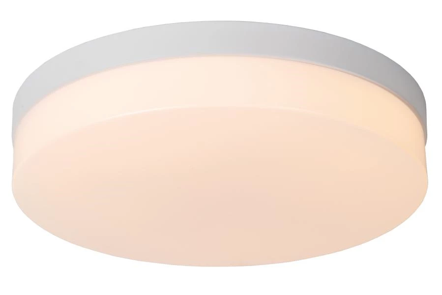 Lucide BISKIT - Flush ceiling light Bathroom - Ø 34,5 cm - LED - 1x24W 2700K - IP44 - Motion Sensor - White - turned on 1