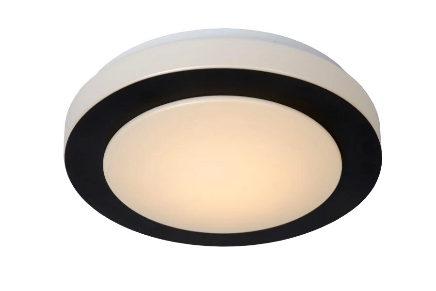 Lucide DIMY - Deckenleuchte Badezimmer - Ø 28,6 cm - LED 3 StepDim - 1x12W 3000K - IP21 - Schwarz - eingeschaltet