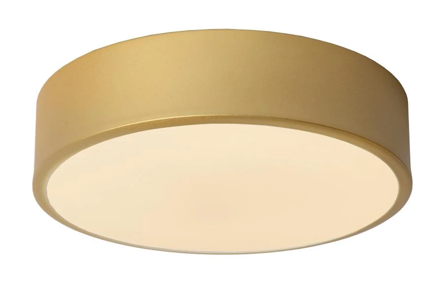 Lucide UNAR - Plafonnière - Ø 20 cm - LED 3 StepDim - 1x12W 2700K - Mat Goud / Messing - aangezet 2