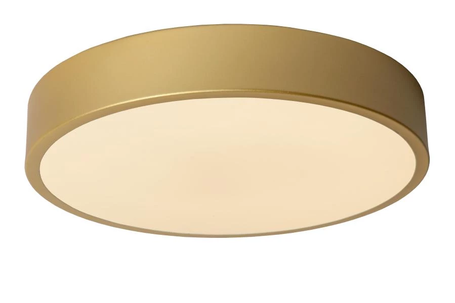 Lucide UNAR - Plafonnière - Ø 30 cm - LED 3 StepDim - 1x18W 2700K - Mat Goud / Messing - aangezet 2