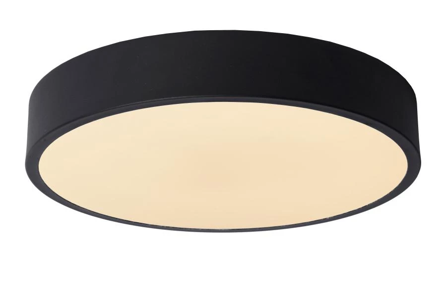 Lucide UNAR - Plafonnière - Ø 30 cm - LED 3 StepDim - 1x18W 2700K - Zwart - aangezet