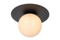 Lucide TRICIA - Flush ceiling light - Ø 25 cm - 1xE27 - Black turned on