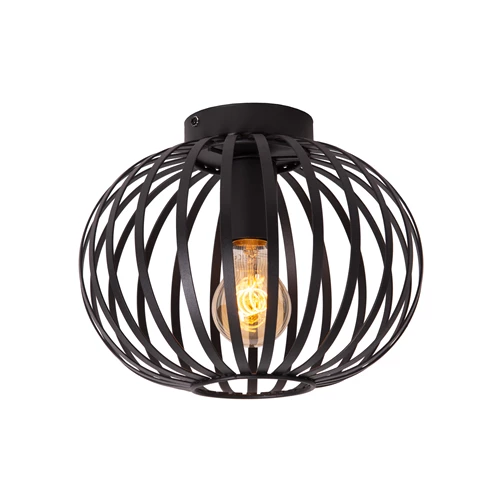 Lucide MANUELA - Plafonnière - Ø 25 cm - 1xE27 - Zwart - aangezet