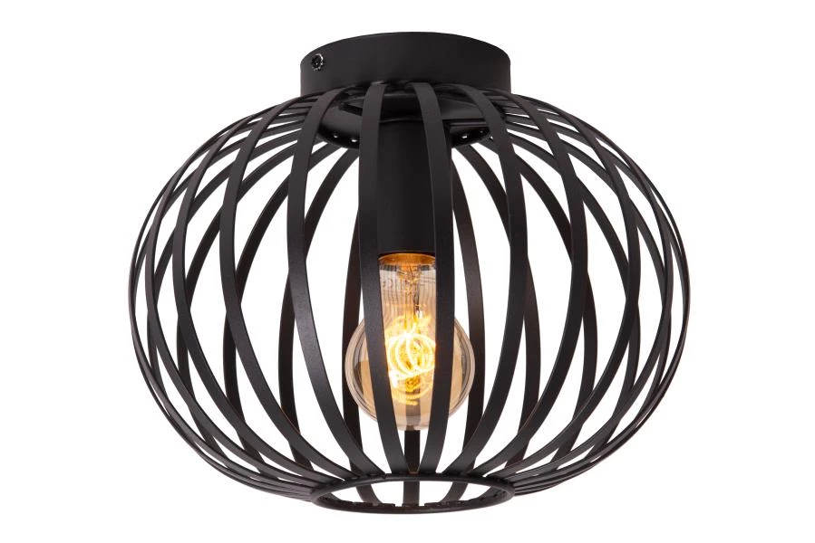 Lucide MANUELA - Deckenleuchte - Ø 25 cm - 1xE27 - Schwarz - eingeschaltet